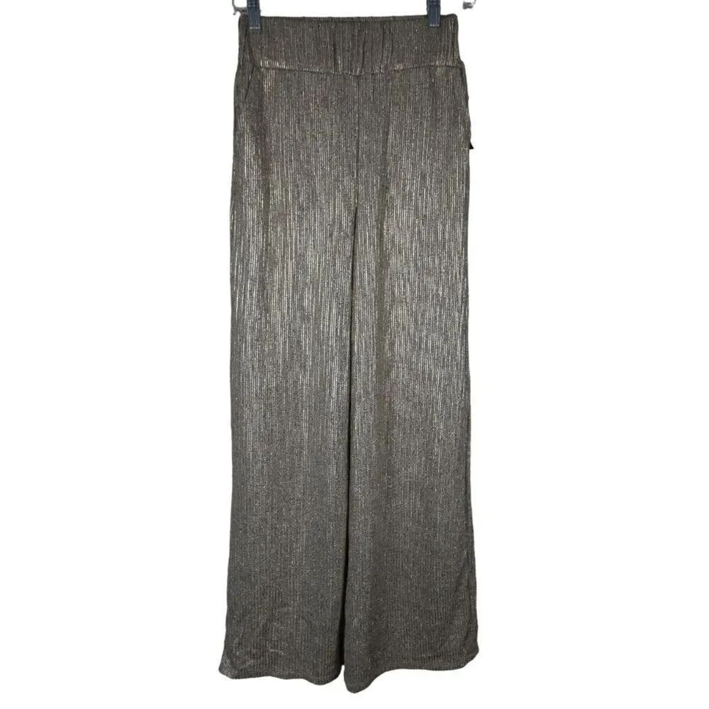 I.N.C. INTERNATIONAL CONCEPTS Women's Metallic Wide Leg High Rise Pull-On Pants